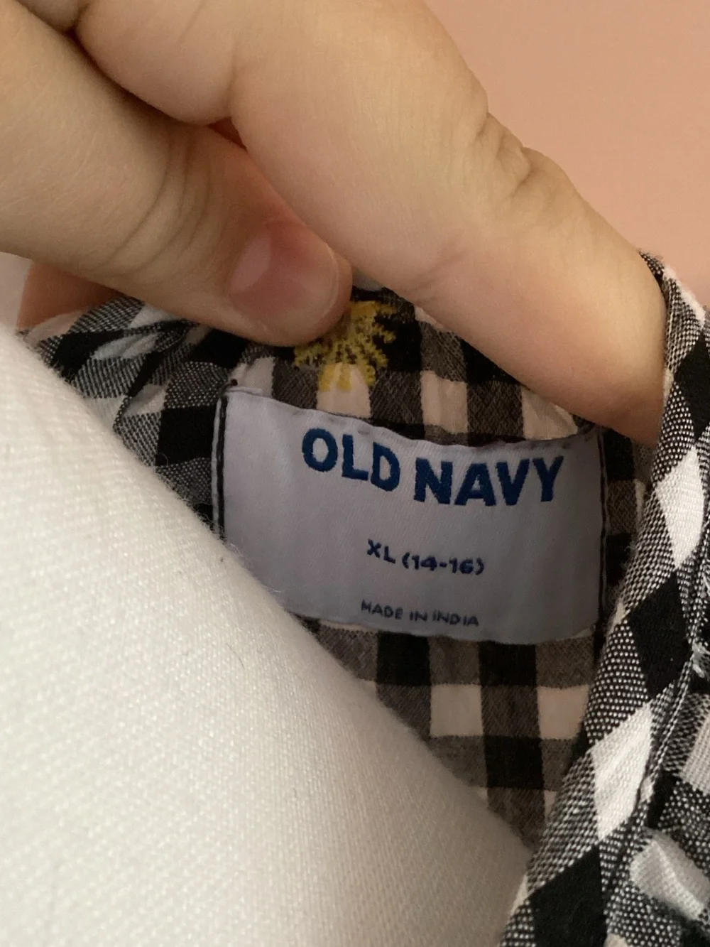Old Navy Black and White Gingham Long Sleeve Kids Dress